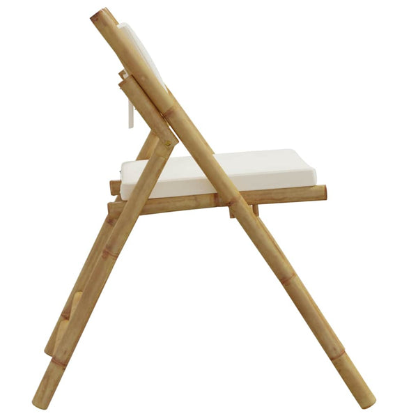 vidaXL Bistro Chairs 6 pcs. Foldable with Cream White Cushions Bamboo
