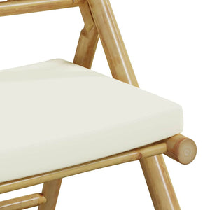 vidaXL Bistro Chairs 6 pcs. Foldable with Cream White Cushions Bamboo