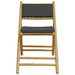 vidaXL Bistrô Chairs 6 pcs. Foldable with Dark Gray Cushions Bamboo