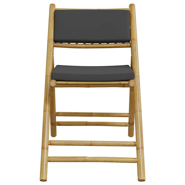 vidaXL Bistrô Chairs 6 pcs. Foldable with Dark Gray Cushions Bamboo
