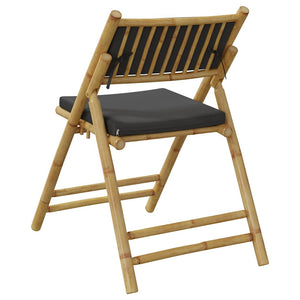vidaXL Bistrô Chairs 6 pcs. Foldable with Dark Gray Cushions Bamboo