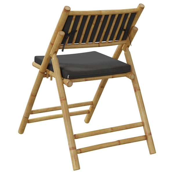 vidaXL Bistrô Chairs 6 pcs. Foldable with Dark Gray Cushions Bamboo