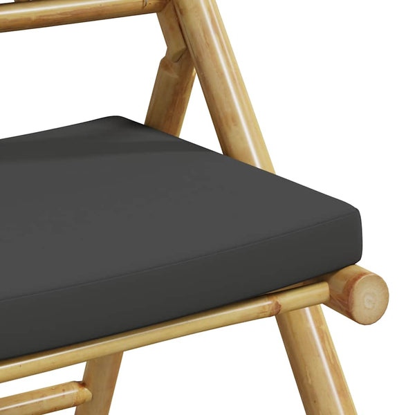 vidaXL Bistrô Chairs 6 pcs. Foldable with Dark Gray Cushions Bamboo