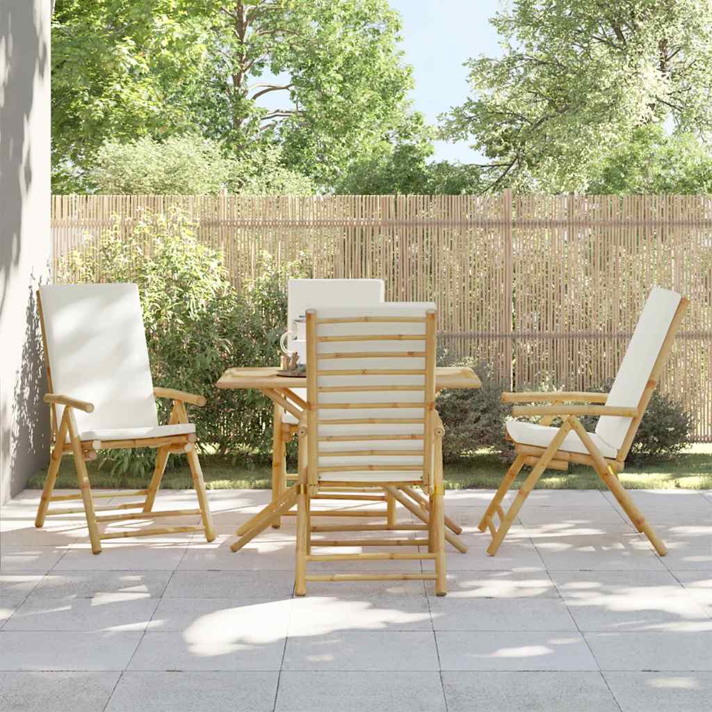 vidaXL Garden Chairs 4 pcs. Adjustable Foldable with Cushions Bamboo