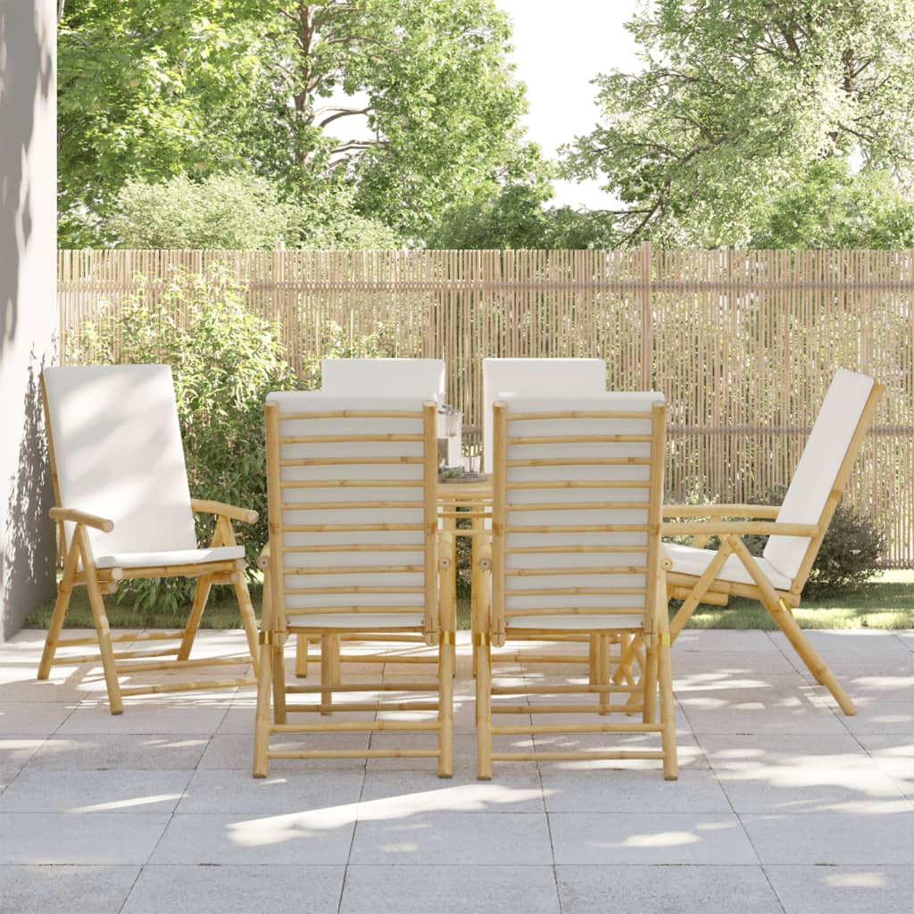vidaXL Garden Chairs 6 pcs. Adjustable Foldable with Cushions Bamboo