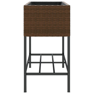 vidaXL Raised Garden Beds with Shelf 2 pcs Brown 90x40x75 cm Poly Rattan