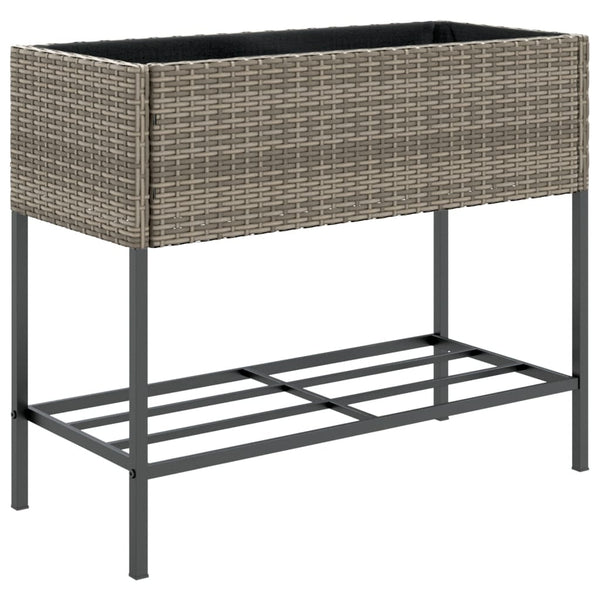 vidaXL Raised Garden Beds with Shelf 2 pcs Grey 90x40x75 cm Poly Rattan