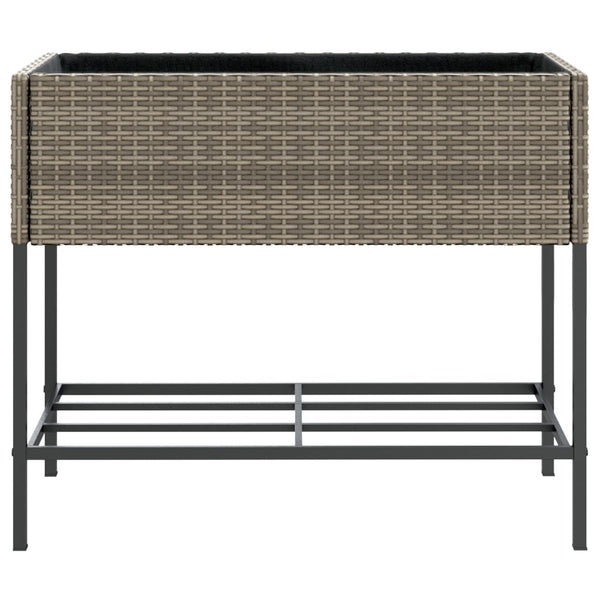 vidaXL Raised Garden Beds with Shelf 2 pcs Grey 90x40x75 cm Poly Rattan