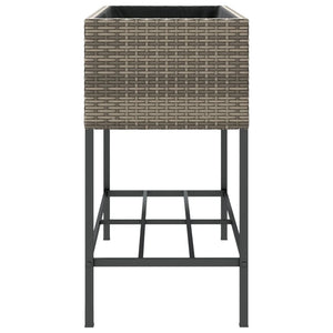 vidaXL Raised Garden Beds with Shelf 2 pcs Grey 90x40x75 cm Poly Rattan