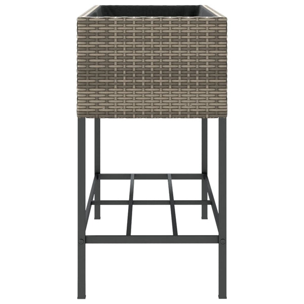 vidaXL Raised Garden Beds with Shelf 2 pcs Grey 90x40x75 cm Poly Rattan