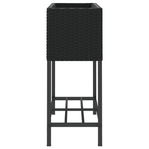 vidaXL Raised Garden Beds with Shelf 2 pcs Black 70x28x70 cm Poly Rattan