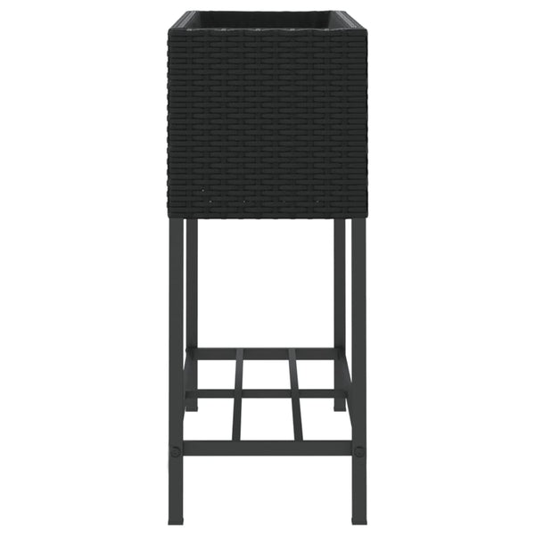 vidaXL Raised Garden Beds with Shelf 2 pcs Black 70x28x70 cm Poly Rattan