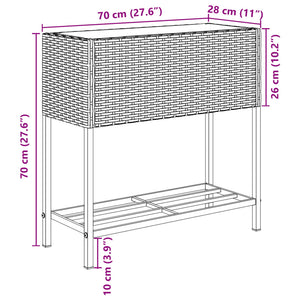 vidaXL Raised Garden Beds with Shelf 2 pcs Grey 70x28x70 cm Poly Rattan