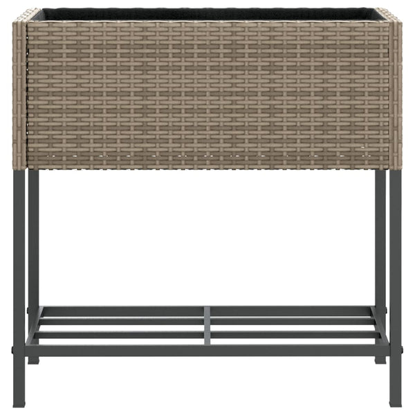 vidaXL Raised Garden Beds with Shelf 2 pcs Grey 70x28x70 cm Poly Rattan
