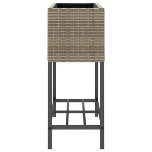vidaXL Raised Garden Beds with Shelf 2 pcs Grey 70x28x70 cm Poly Rattan