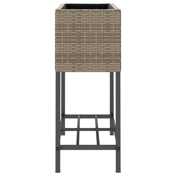 vidaXL Raised Garden Beds with Shelf 2 pcs Grey 70x28x70 cm Poly Rattan