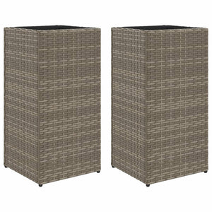Pflanzkübel Set Grau Poly Rattan 30x60cm, 2 Stk.