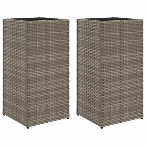 Pflanzkübel Set Grau Poly Rattan 30x60cm, 2 Stk.