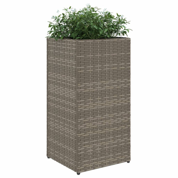 Pflanzkübel Set Grau Poly Rattan 30x60cm, 2 Stk.