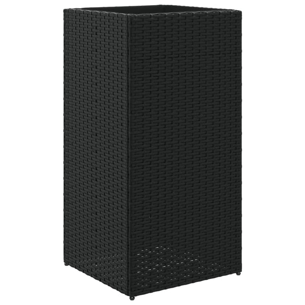 Pflanzkübel Set Schwarz Poly Rattan 40x40x80cm