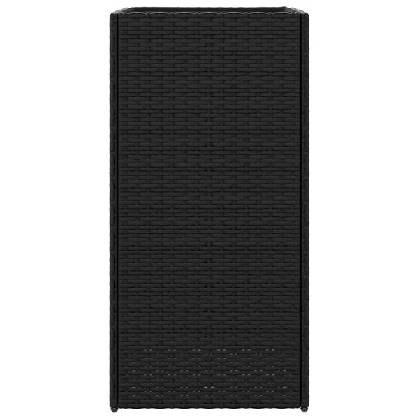 Pflanzkübel Set Schwarz Poly Rattan 40x40x80cm