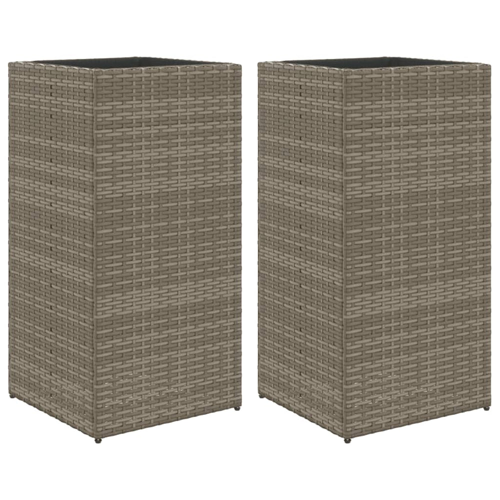 vidaXL Planters 2 pcs Grey 40x40x80 cm Poly Rattan
