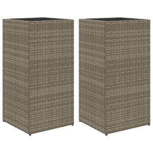 vidaXL Planters 2 pcs Grey 40x40x80 cm Poly Rattan