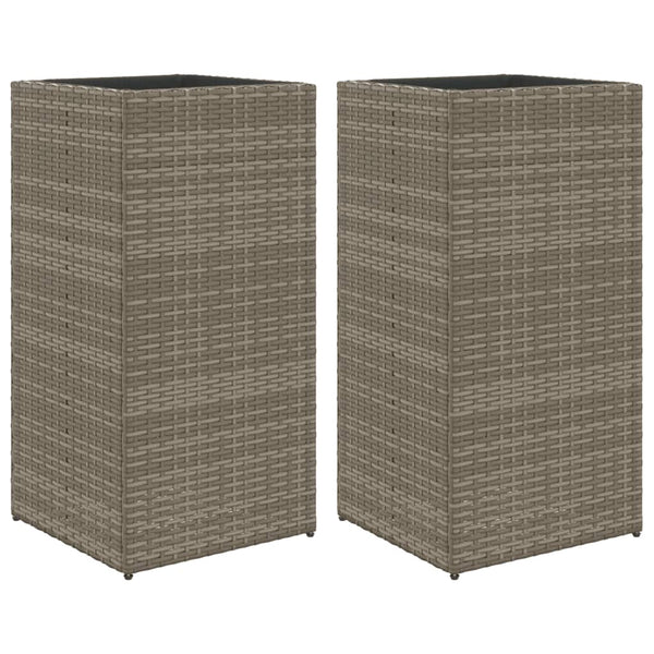 vidaXL Planters 2 pcs Grey 40x40x80 cm Poly Rattan