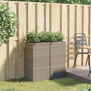 vidaXL Planters 2 pcs Grey 40x40x80 cm Poly Rattan