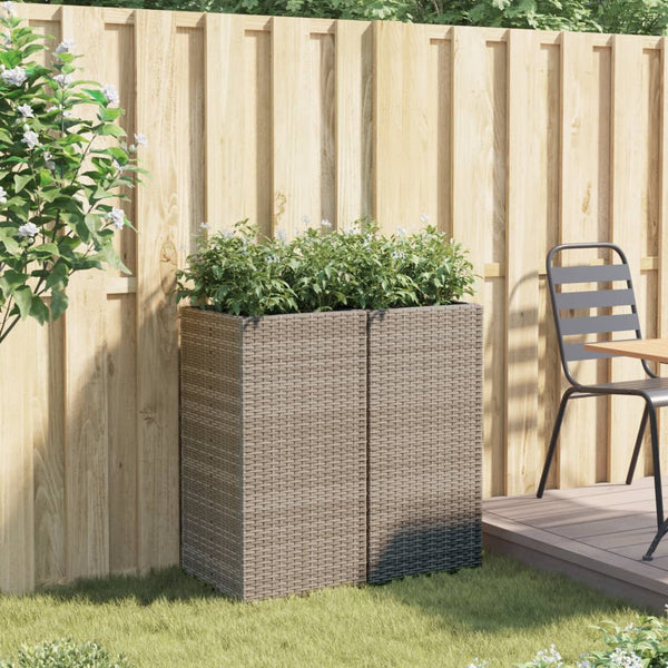 vidaXL Planters 2 pcs Grey 40x40x80 cm Poly Rattan