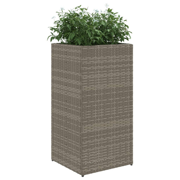 vidaXL Planters 2 pcs Grey 40x40x80 cm Poly Rattan