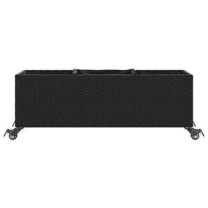 vidaXL Planters with Wheels 2 pcs Black 107x32x38 cm Poly Rattan