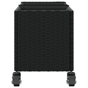 vidaXL Planters with Wheels 2 pcs Black 107x32x38 cm Poly Rattan