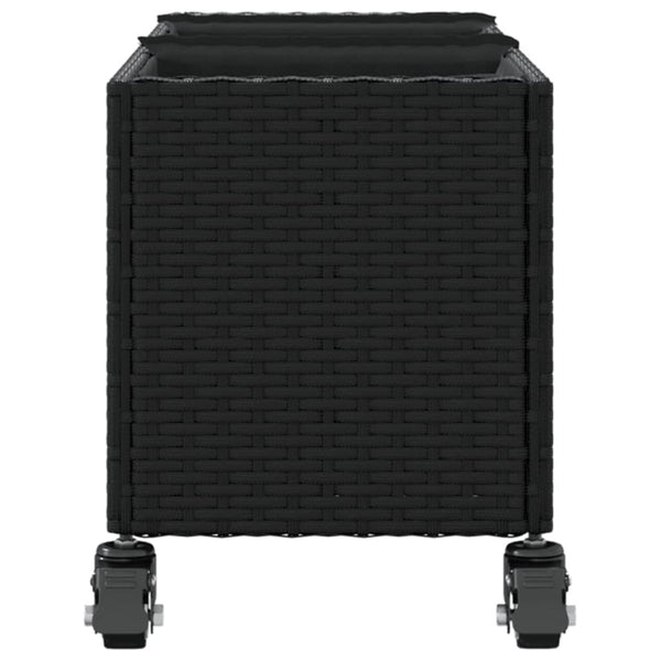 vidaXL Planters with Wheels 2 pcs Black 107x32x38 cm Poly Rattan