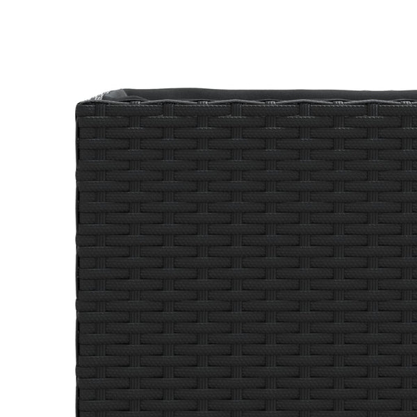 vidaXL Planters with Wheels 2 pcs Black 107x32x38 cm Poly Rattan
