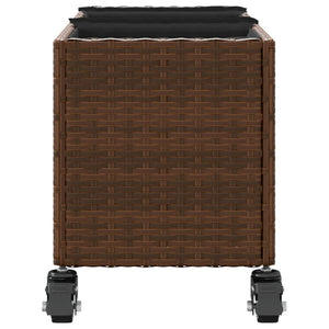 vidaXL Planter with Wheels 2 pcs Brown 107x32x38 cm Poly Rattan