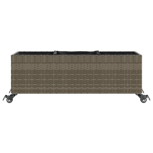 vidaXL Planters with Wheels 2 pcs Grey 107x32x38 cm Poly Rattan