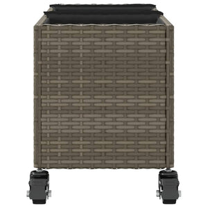 vidaXL Planters with Wheels 2 pcs Grey 107x32x38 cm Poly Rattan