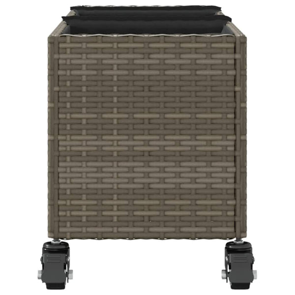 vidaXL Planters with Wheels 2 pcs Grey 107x32x38 cm Poly Rattan