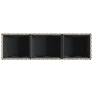 vidaXL Planters with Wheels 2 pcs Grey 107x32x38 cm Poly Rattan