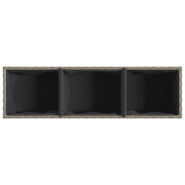 vidaXL Planters with Wheels 2 pcs Grey 107x32x38 cm Poly Rattan