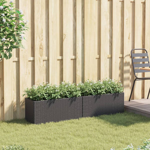 vidaXL Planter with 2 Pots 2 pcs. Black 72x30x32 cm Poly Rattan
