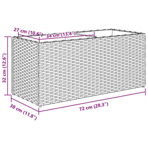vidaXL Planter with 2 Pots 2 pcs. Black 72x30x32 cm Poly Rattan