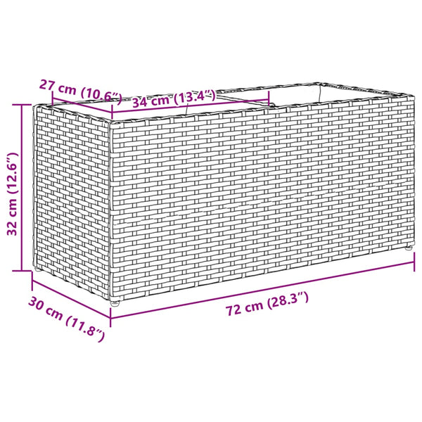 vidaXL Planter with 2 Pots 2 pcs. Black 72x30x32 cm Poly Rattan