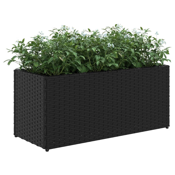 vidaXL Planter with 2 Pots 2 pcs. Black 72x30x32 cm Poly Rattan