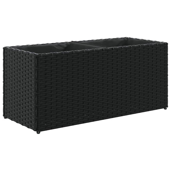 vidaXL Planter with 2 Pots 2 pcs. Black 72x30x32 cm Poly Rattan