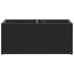 vidaXL Planter with 2 Pots 2 pcs. Black 72x30x32 cm Poly Rattan