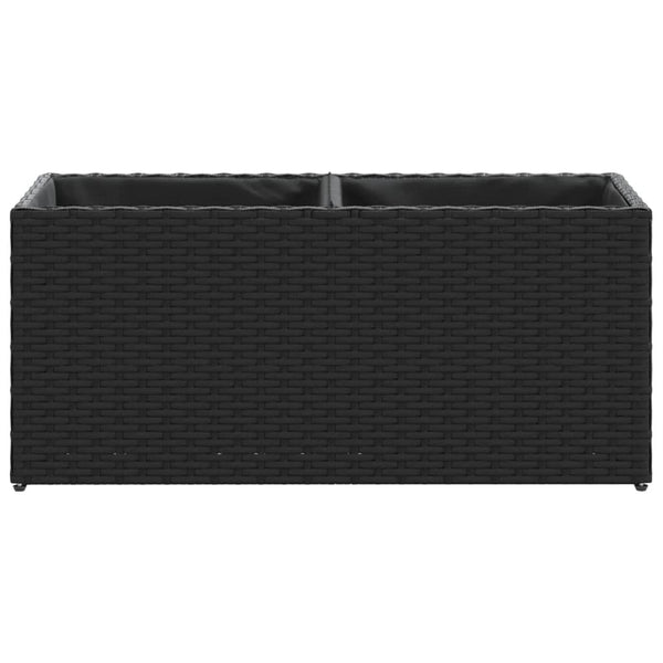 vidaXL Planter with 2 Pots 2 pcs. Black 72x30x32 cm Poly Rattan