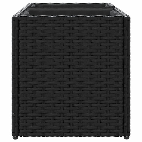 vidaXL Planter with 2 Pots 2 pcs. Black 72x30x32 cm Poly Rattan