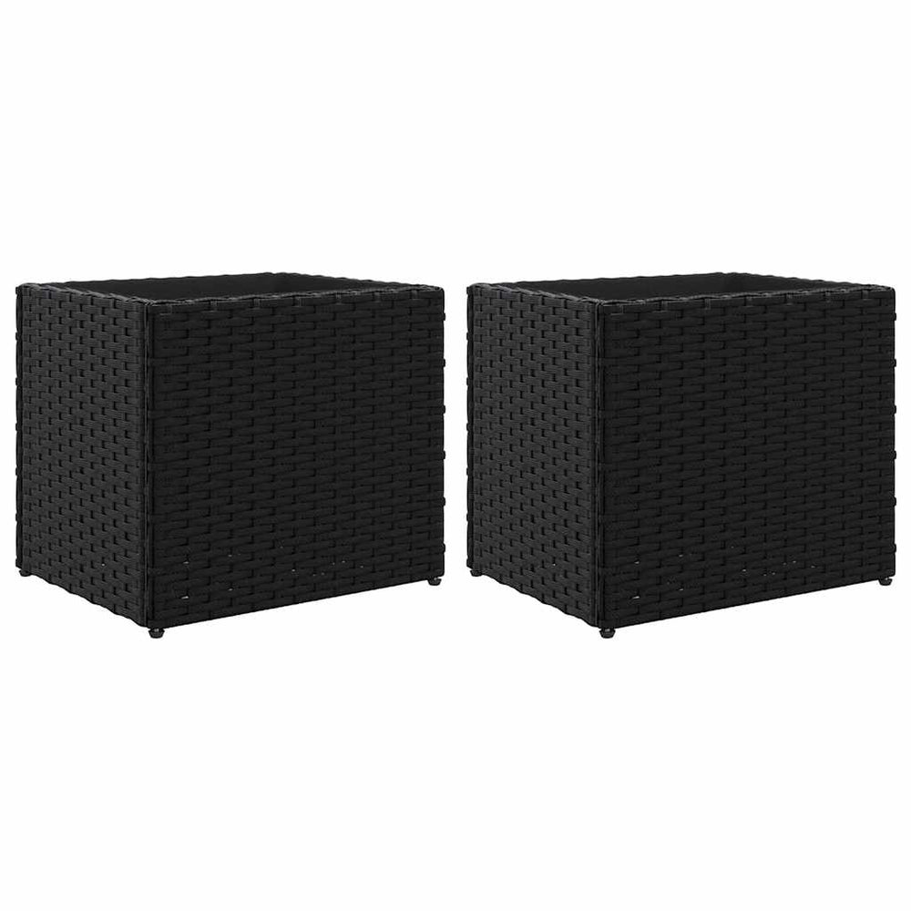 vidaXL Planters 2 pcs Black 36x30x32 cm Poly Rattan